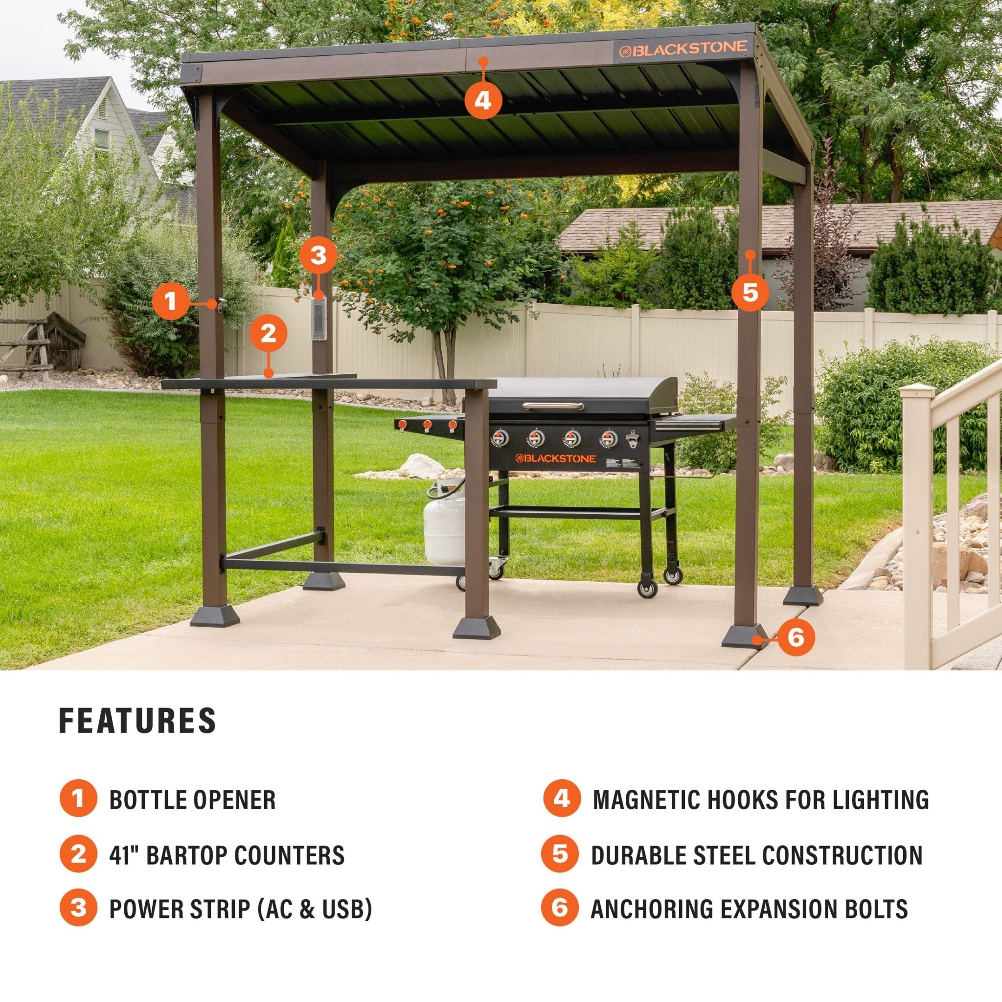 5’ x 8’ Bar and Griddle Pavilion